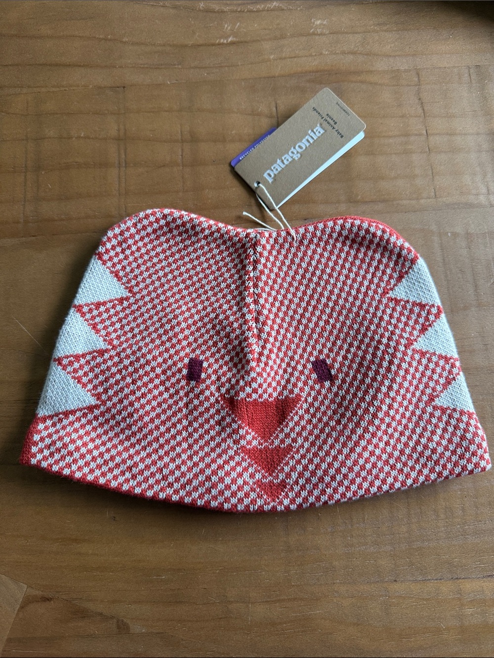 Patagonia Kids Red & Cream Animal Face Knit Beanie
